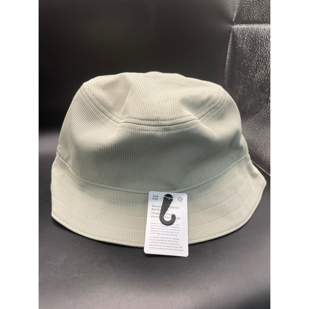 Lululemon Reversible Ribbed Bucket Hat Luxtreme Swift Sage Bone S/M NWT